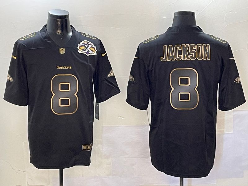 Men Baltimore Ravens #8 Jackson Black Gold 2024 Nike Limited NFL Jersey style 01081->baltimore ravens->NFL Jersey
